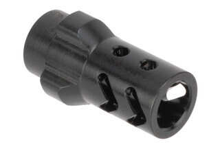 Angstadt Arms 3-lug 9mm muzzle brake is threaded 1/2x28
